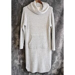 Softies Slouch Turtleneck Lounger Dress Marshmallow Gray Chenille‎ XS Oversized
